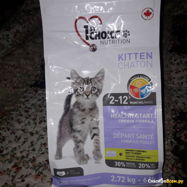 Сухой корм для котят 1st Choice «Здоровый старт» 2-12 месяцев с курицей