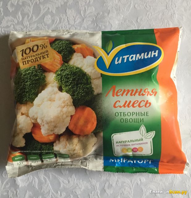 Овощи замороженные Vитамин Мираторг "Летняя смесь" Отборные овощи
