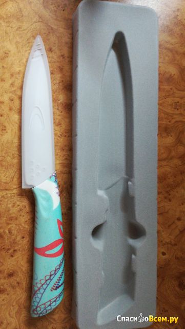 Нож керамический Ceramic Knife с декорированным лезвием и ручкой Чонгкинг Олле Файн Керамик w125cp