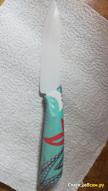 Нож керамический Ceramic Knife с декорированным лезвием и ручкой Чонгкинг Олле Файн Керамик w125cp