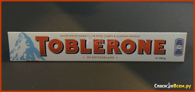 Швейцарский белый шоколад Toblerone с медово-миндальной нугой