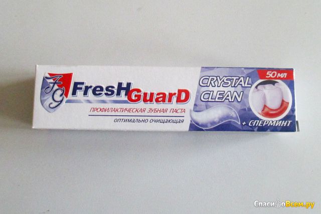 Зубная паста Fresh Guard Crystal Clean + сперминт профилактическая оптимально очищающая