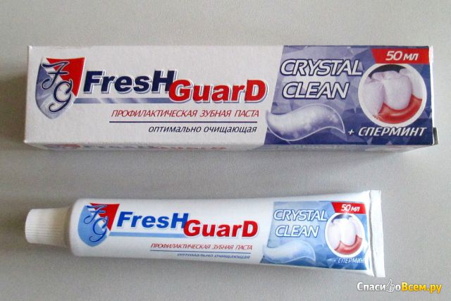 Зубная паста Fresh Guard Crystal Clean + сперминт профилактическая оптимально очищающая