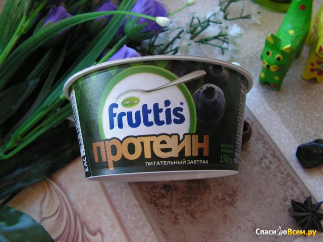 Продукт йогуртный пастеризованный с черникой Fruttis "Протеин" массовая доля жира 4,5%