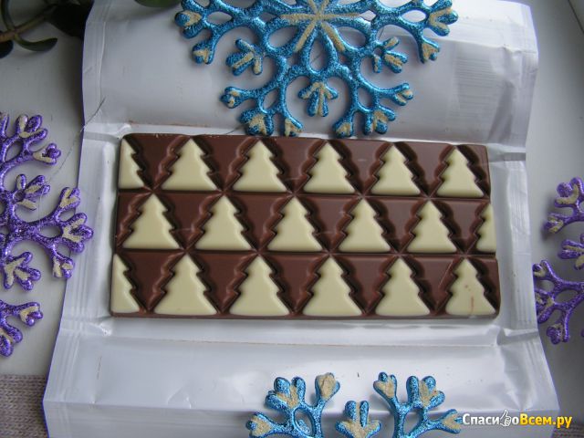 Шоколад молочный Milka с белым шоколадом в виде елочек "Sweet winter"