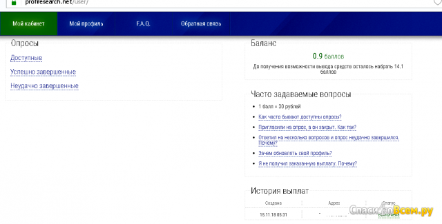 Сайт profiresearch.net