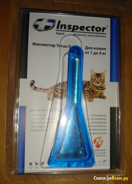 Капли на холку для кошек Экопром от внешних и внутренних паразитов Inspector Total K