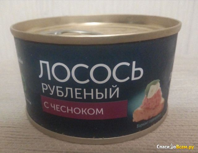 Рыбные консервы  "Русское море" Лосось рубленый с чесноком