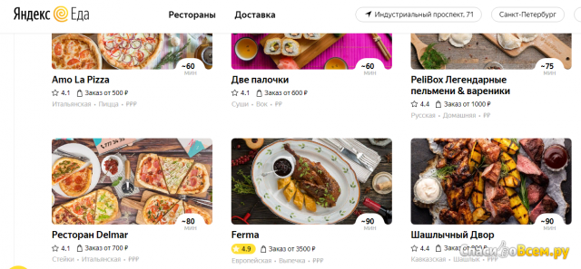 Сайт eda.yandex.ru "Яндекс.Еда"