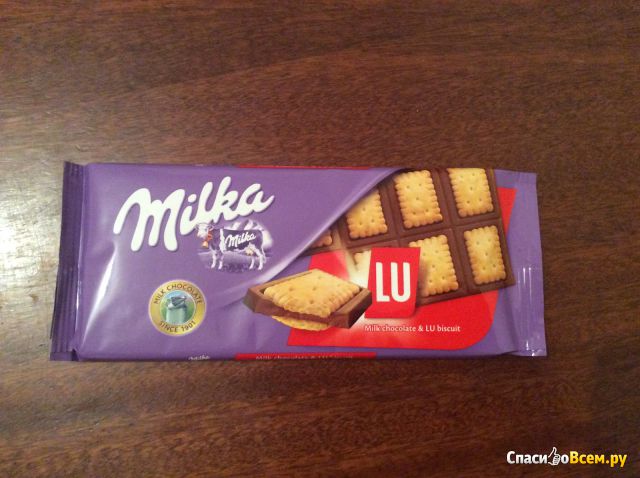 Молочный шоколад Milka с печеньем "Lu"