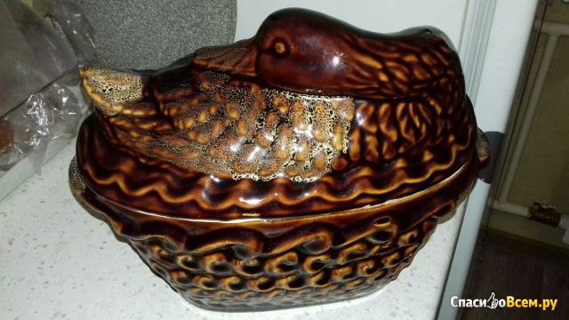 Горшок керамический  духовой "Лебедь" 3 л ТМ "Керамика ручной работы"