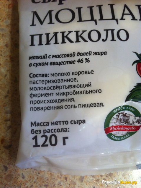 Сыр мягкий "Моццарелла Пикколо" Избёнка, 46%
