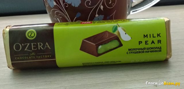 Молочный шоколад O`Zera с грушевой начинкой
