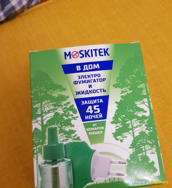 Комплект для уничтожения комаров и мошек Электрофумигатор и жидкость Moskitek "Защита 45 ночей"