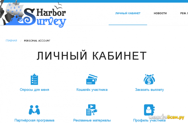 Сайт-опросник "Survey Harbor Russia" surveyharbor.com