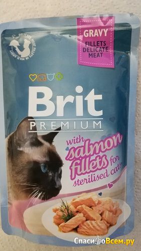 Влажный корм для стерилизованных кошек Brit Premium кусочки филе лосося