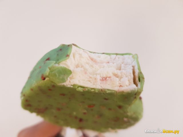 Мороженое пломбир ванильный с клубничным наполнителем в глазури "Кактус", Чистая линия
