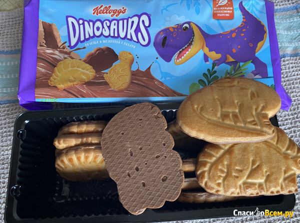 Печенье Kellogg’s Dinosaurs сахарное в молочной глазури