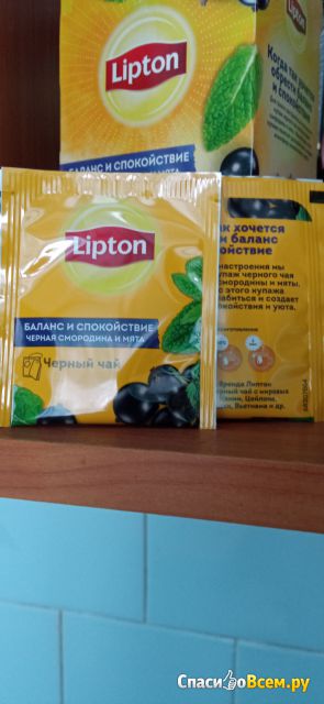 Чай черный Lipton баланс и спокойствие с черной смородиной и листьями мяты