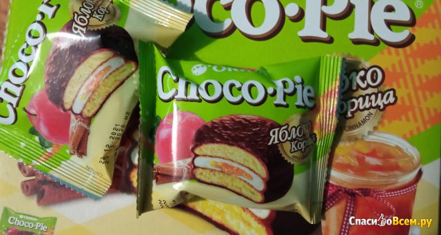 Бисквитное пирожное Orion Choco Pie "Яблоко Корица"