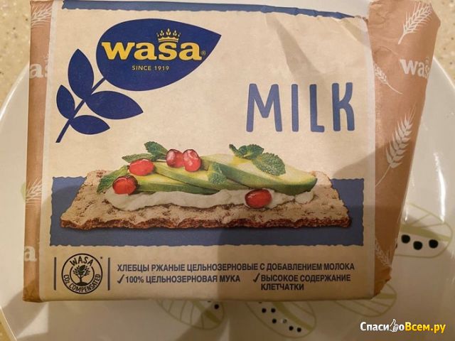 Хлебцы ржаные цельнозерновые Wasa с добавлением молока