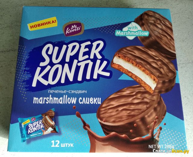 Печенье-сэндвич Konti "Супер-Контик" marshmallow сливки