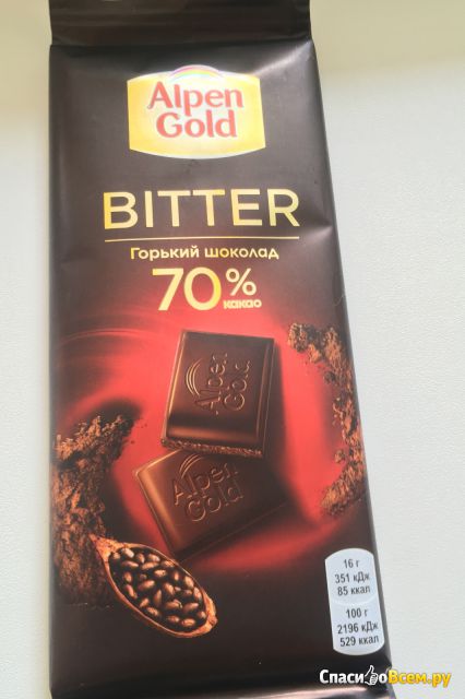 Горький шоколад Alpen Gold Bitter