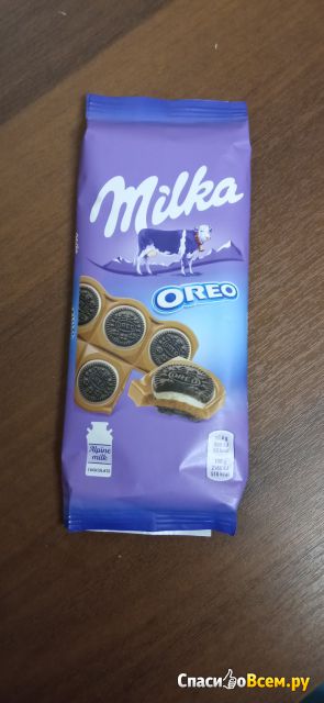 Шоколад молочный "Milka" с круглым печеньем Oreo со вкусом ванили