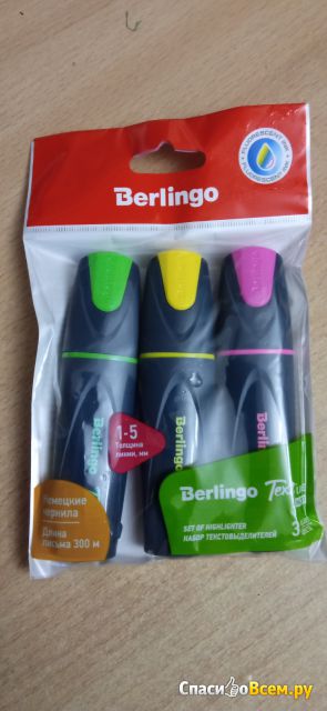 Текстовыделители Berlingo желтый-зеленый-розовый