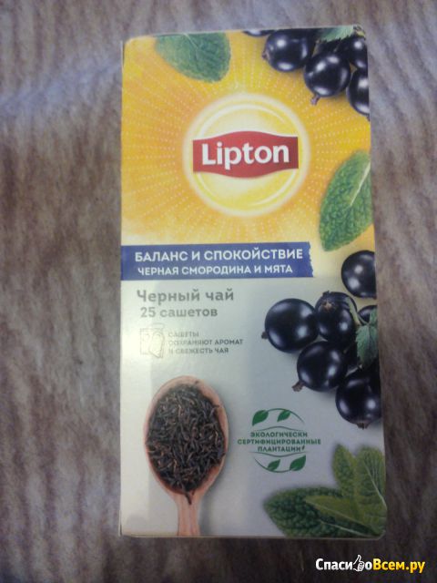Черный чай Lipton "Черная смородина и мята" в пакетиках