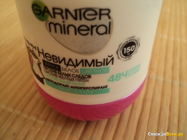 Дезодорант-антиперспирант роликовый Garnier mineral "Невидимый", защита от следов, пятен, выцветания