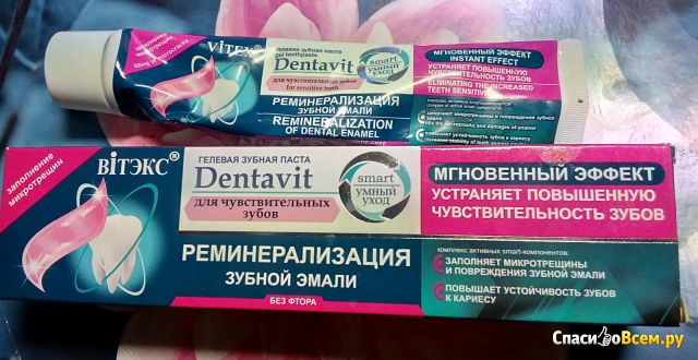 Зубная паста Dentavit Реминирализация зубной эмали Bielita Витэкс для чувствительных зубов