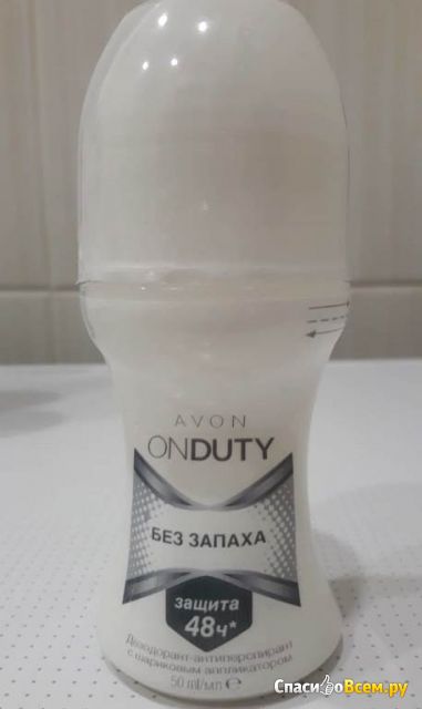 Дезодорант-антиперспирант с шариковым аппликатором Avon OnDuty Без запаха Защита 48ч