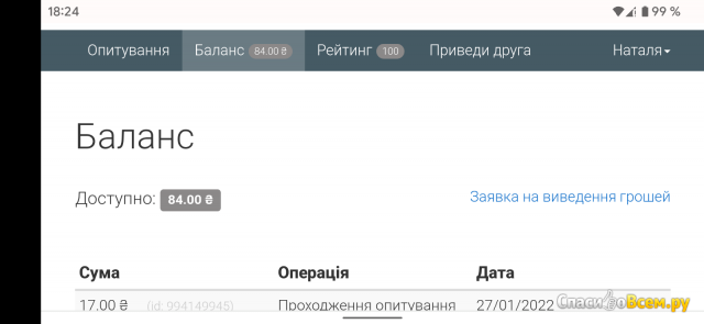 Сайт платных опросов vlasnadumka.com.ua
