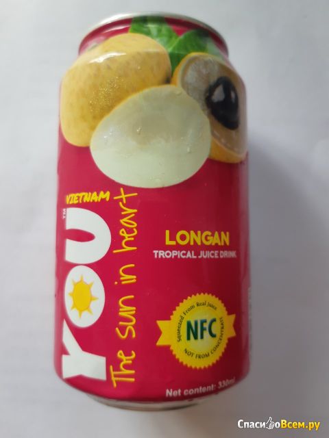 Напиток You Vietnam с содержанием сока тропических фруктов Longan