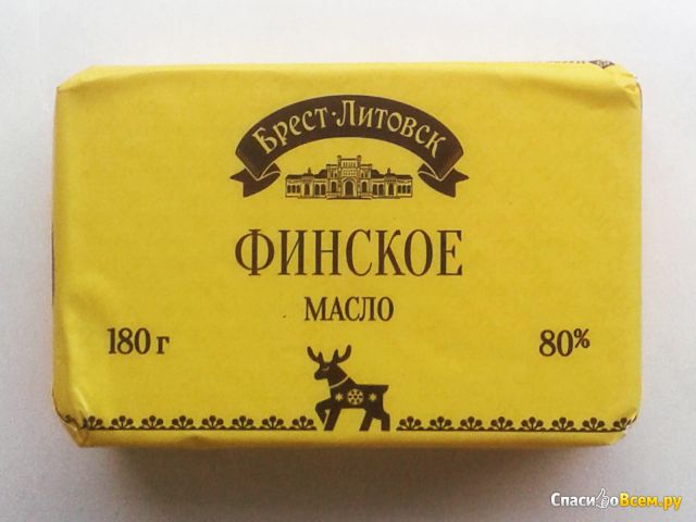 Масло кислосливочное несоленое "Брест-Литовск Финское" 80,0%