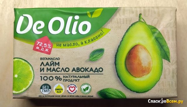 Крем на растительных маслах De Olio со вкусом лайма и маслом авокадо