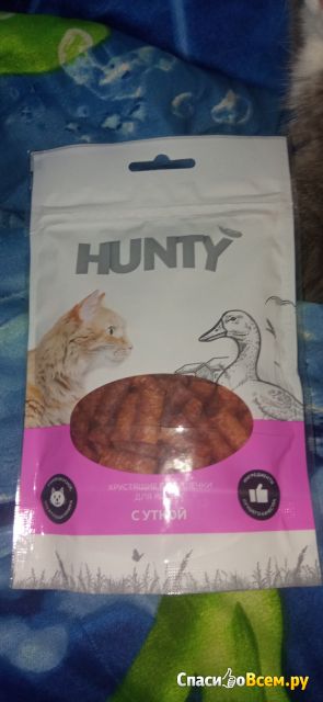Лакомство для кошек Hunty "Хрустящие подушечки" c уткой