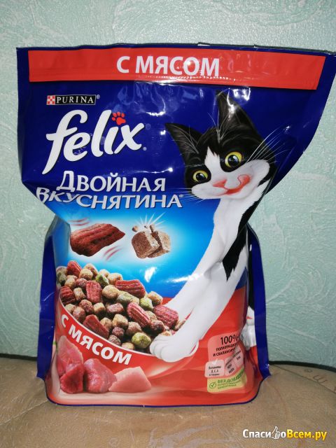 Сухой корм для кошек Felix Двойная вкуснятина с мясом