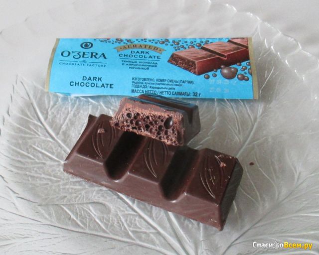 Тёмный шоколад с аэрированной начинкой О`Zera Dark Chocolate