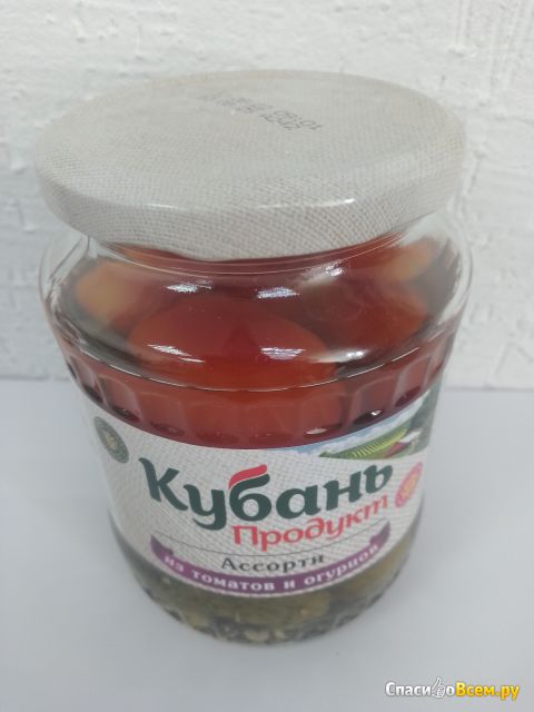 Консервы овощные "Кубань продукт" Ассорти из томатов и огурцов