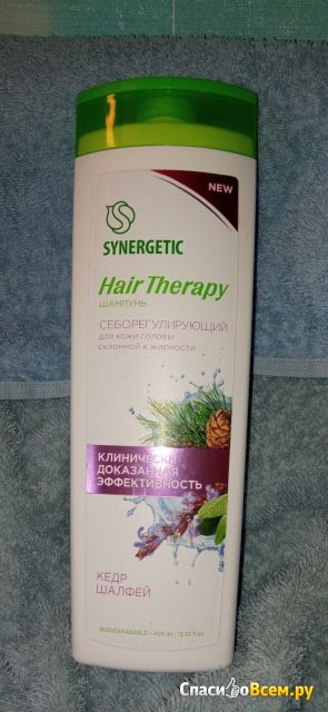 Шампунь Synergetic Себорегулирующий "Hair Therapy" кедр, шалфей