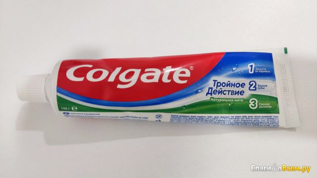 Зубная паста Colgate с фторидом "Тройное действие" Натуральная мята