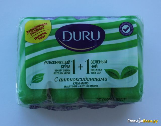 Туалетное крем-мыло Duru 1+1 Увлажняющий крем + Зеленый чай с антиоксидантами