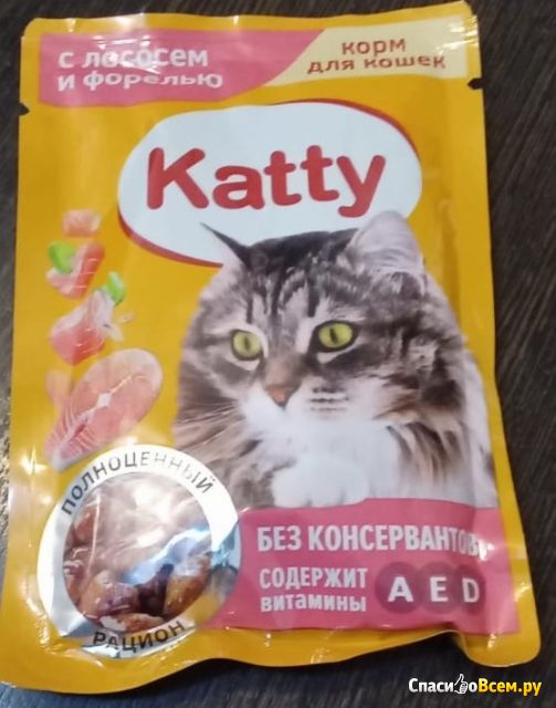 Корм для кошек Katty "С лососем и форелью в соусе"