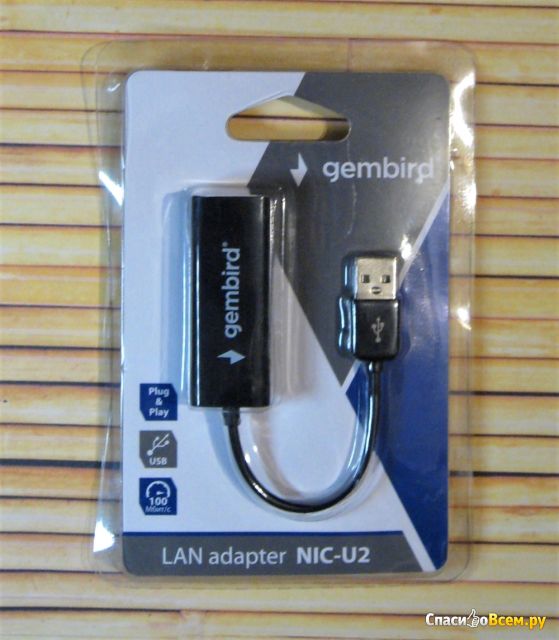 Сетевой адаптер Ethernet USB 2.0 Gembird NIC-U2