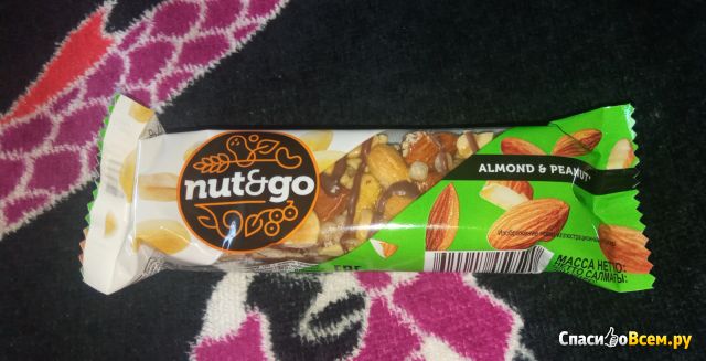 Батончик "Nut&Go" KDV миндально-арахисовый батончик с арахисовой пастой
