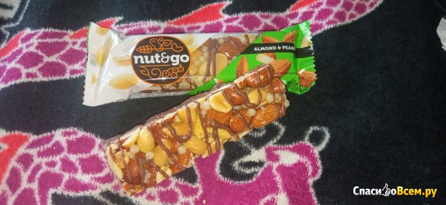 Батончик "Nut&Go" KDV миндально-арахисовый батончик с арахисовой пастой