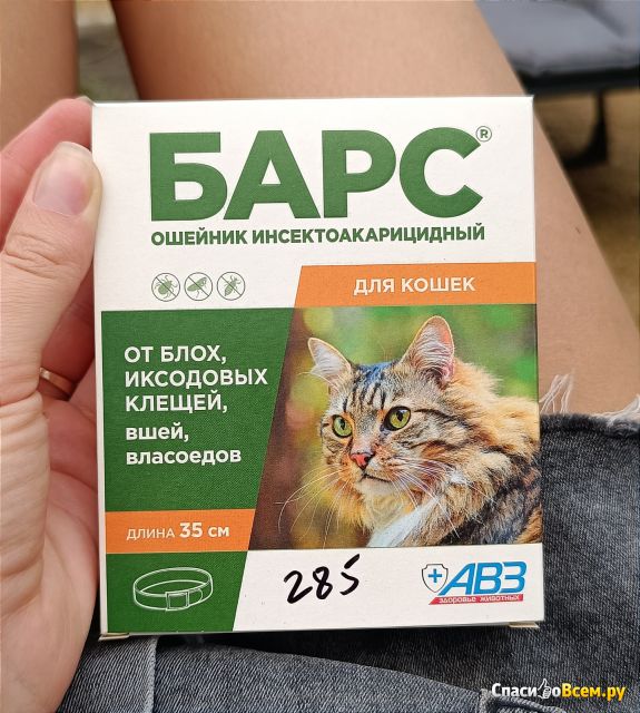 Ошейник инсектоакарицидный АВЗ "Барс" для кошек