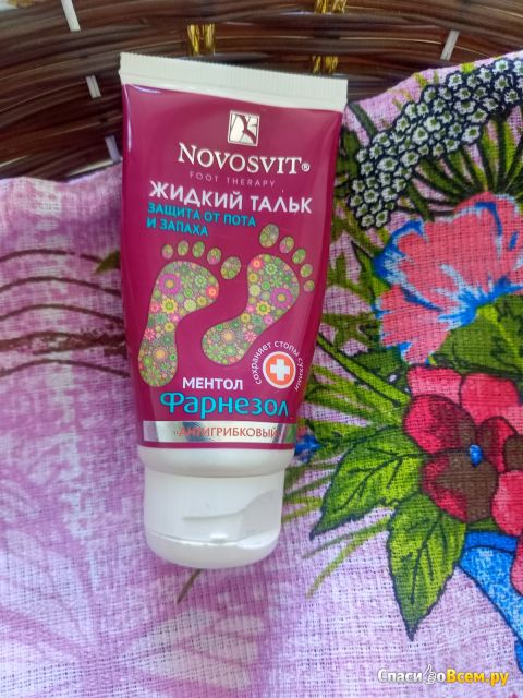 Жидкий тальк для ног Novosvit защита от пота и запаха ментол Фарнезол "Антигрибковый"